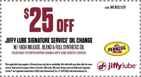 jiffy lube coupons oil change